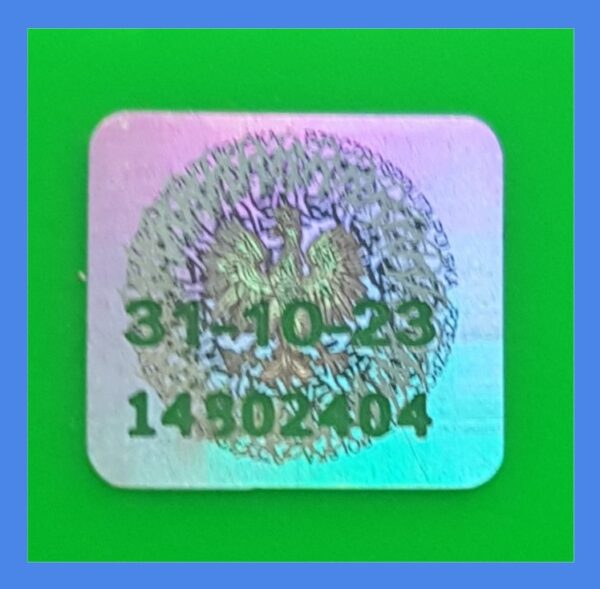 hologram studencki z datą 31-10-23 i numerem seryjnym - wariant A